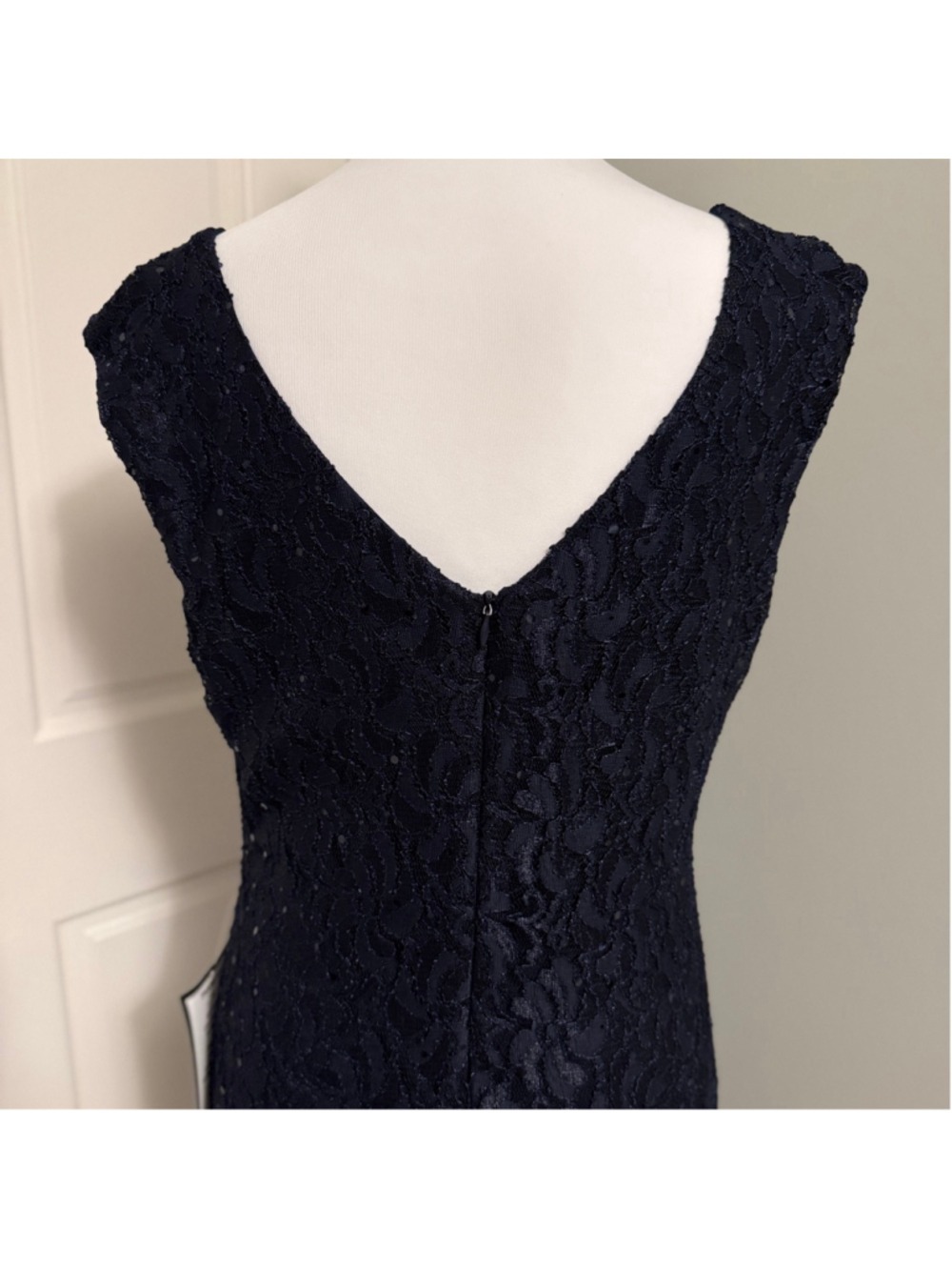 Connected Apparel Navy Sequin Lace Sheath Dress Size 12 NWT - Picture 8 of 11